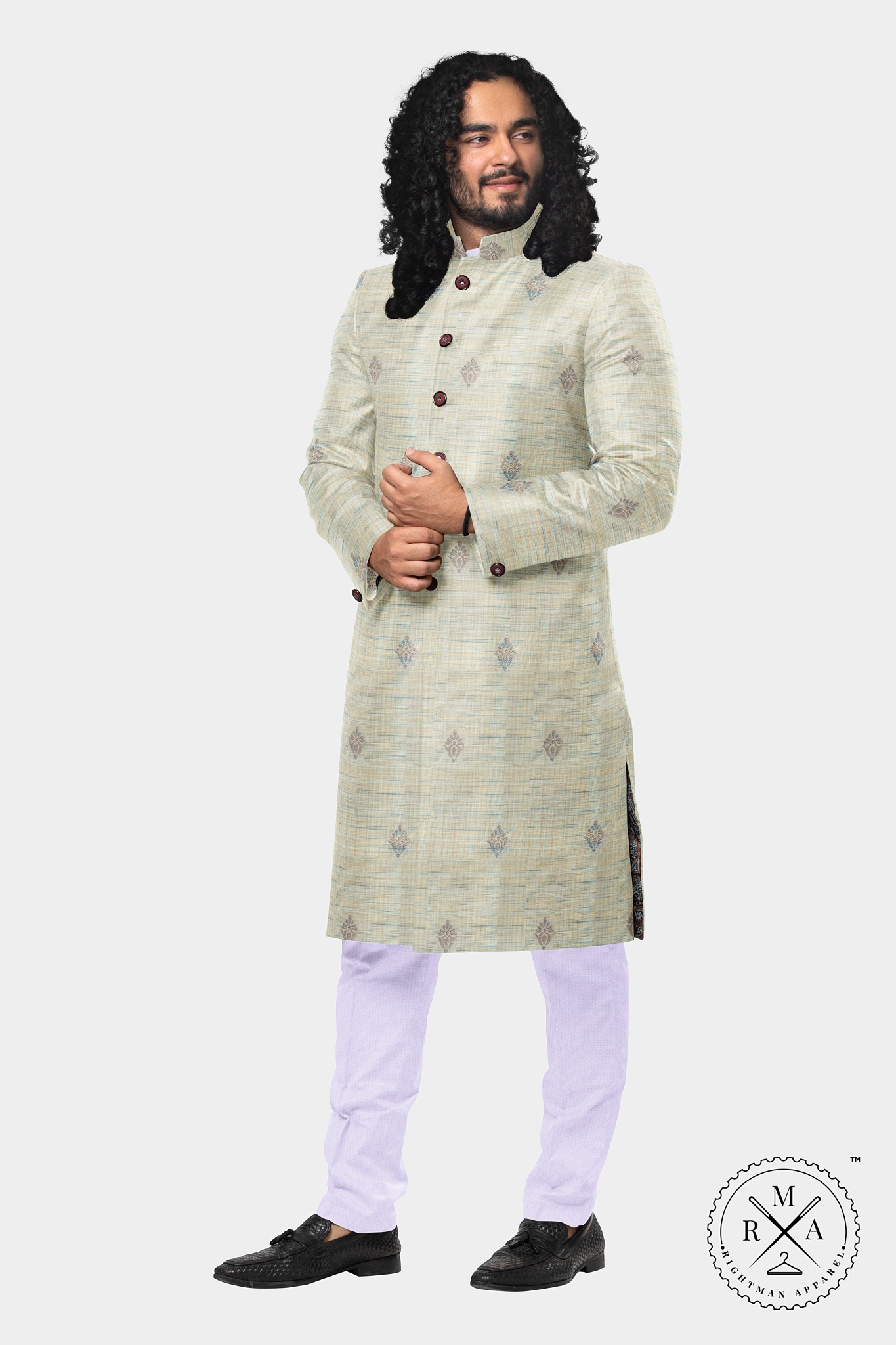 Rose Gold Shimmer on Slate Blue Kurta SK90